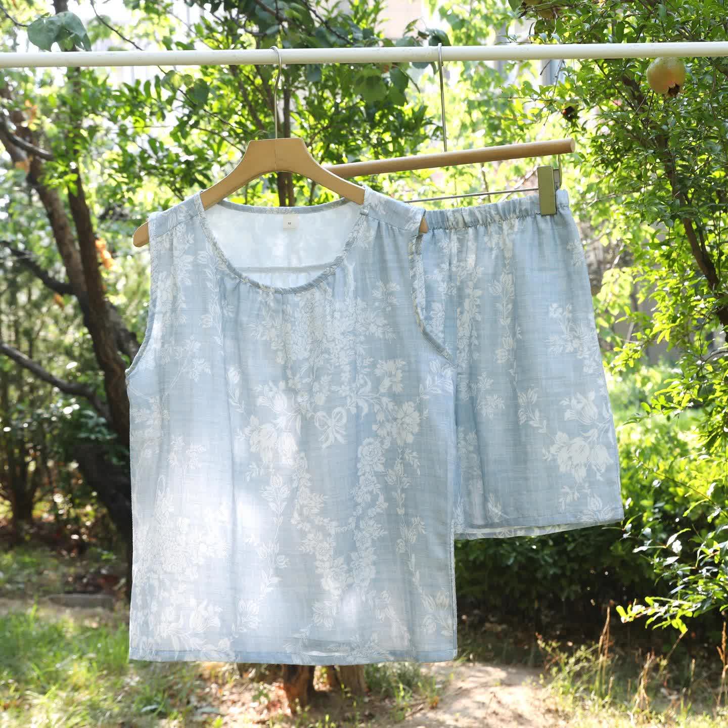 Pyjama-Set aus Baumwoll-Tanktop mit Rosenschleife - image 5