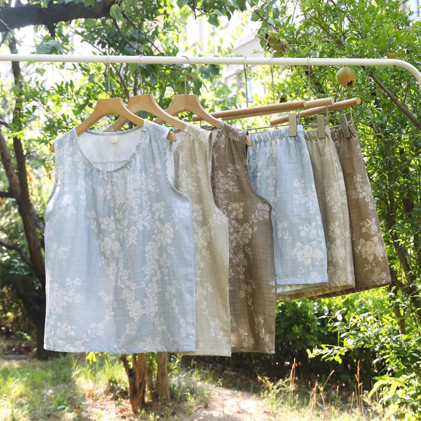 Pyjama-Set aus Baumwoll-Tanktop mit Rosenschleife - image 2