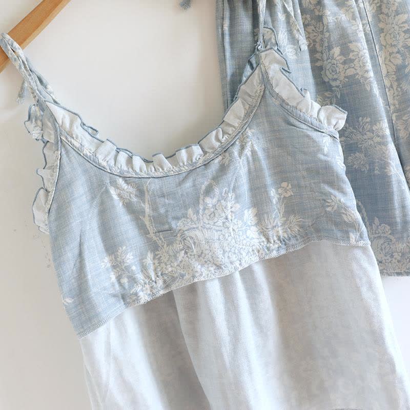 Gepolsterter Camisole-Pyjama aus Baumwolle mit Rosenschleife - image 8