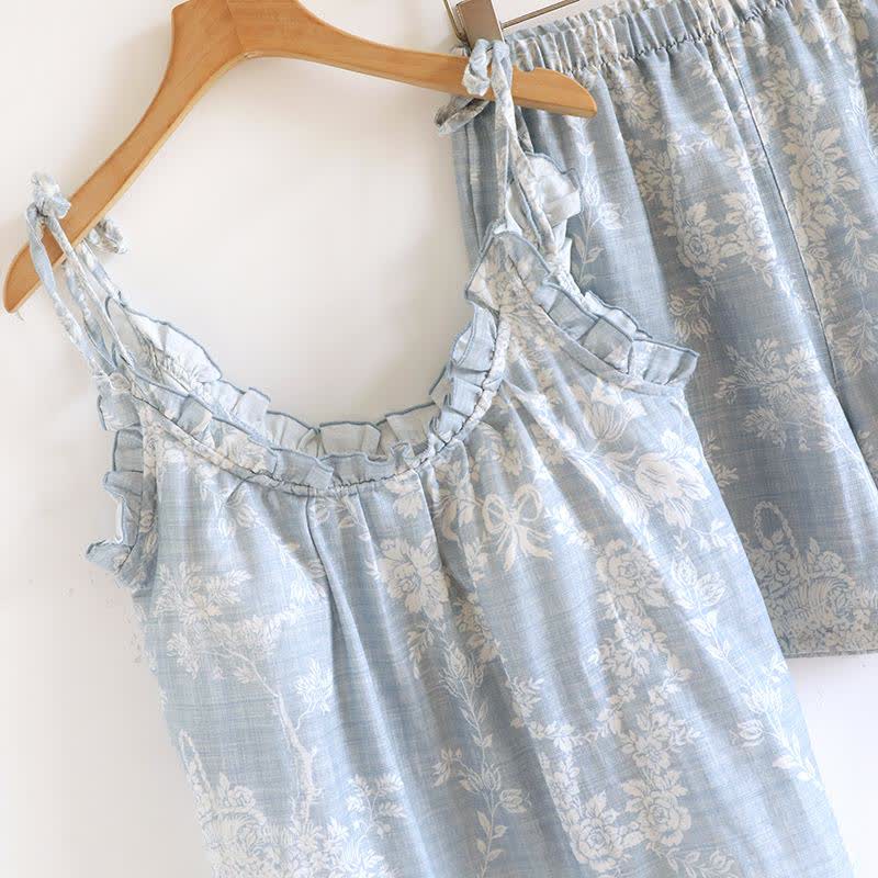 Gepolsterter Camisole-Pyjama aus Baumwolle mit Rosenschleife - image 7