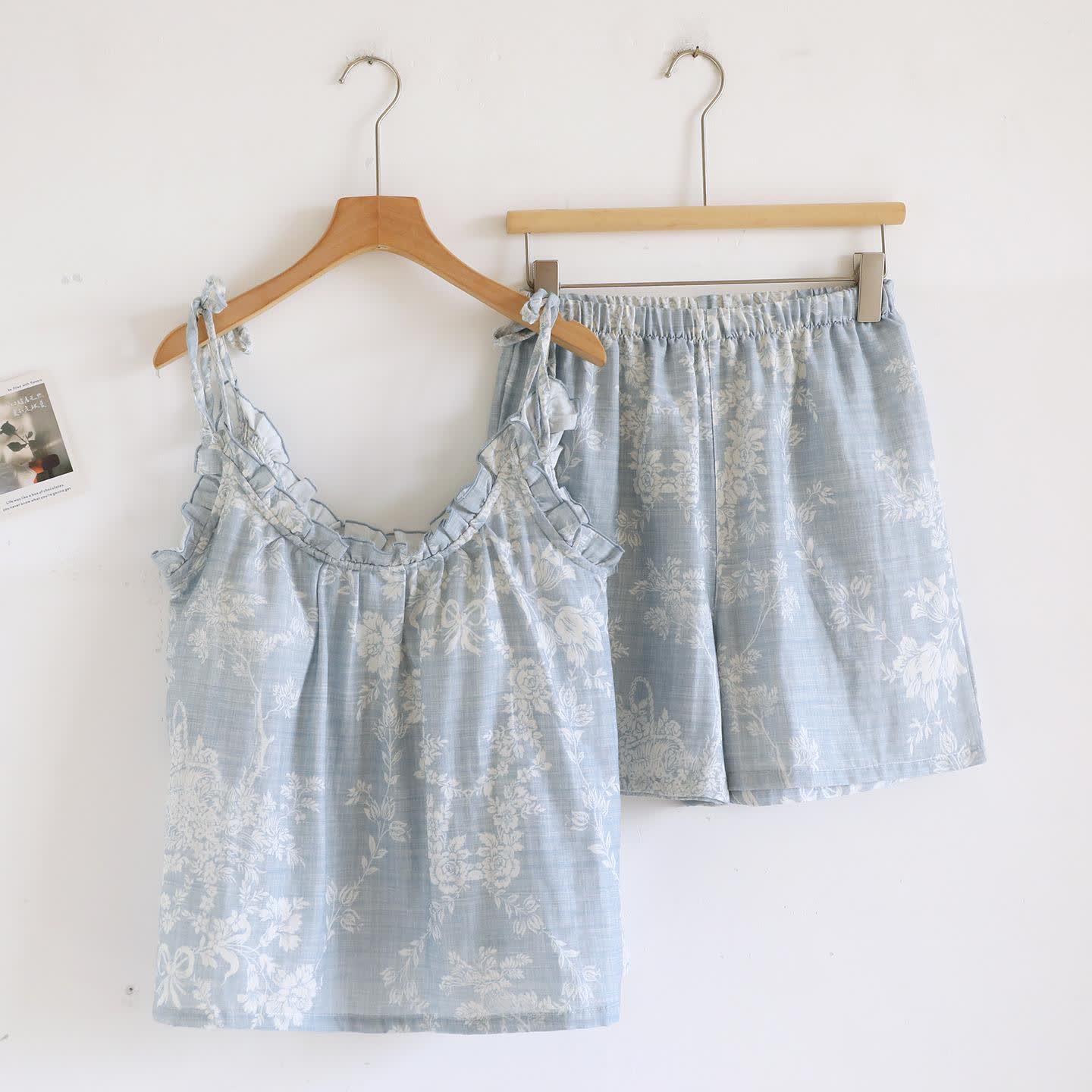 Gepolsterter Camisole-Pyjama aus Baumwolle mit Rosenschleife - image 4