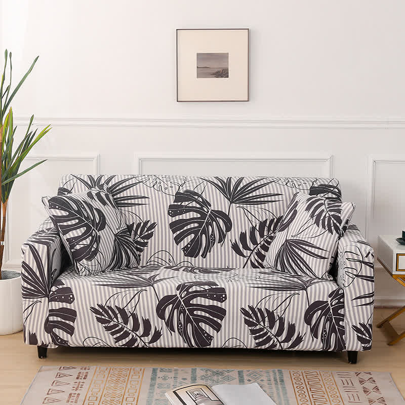 Stretch-Sofabezug mit Monstera-Print - 4-Sitzer 235cm x 300cm - image 1