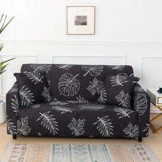 Schwarzer Stretch-Sofabezug mit Monstera-Print - 4-Sitzer 235cm x 300cm - image 1