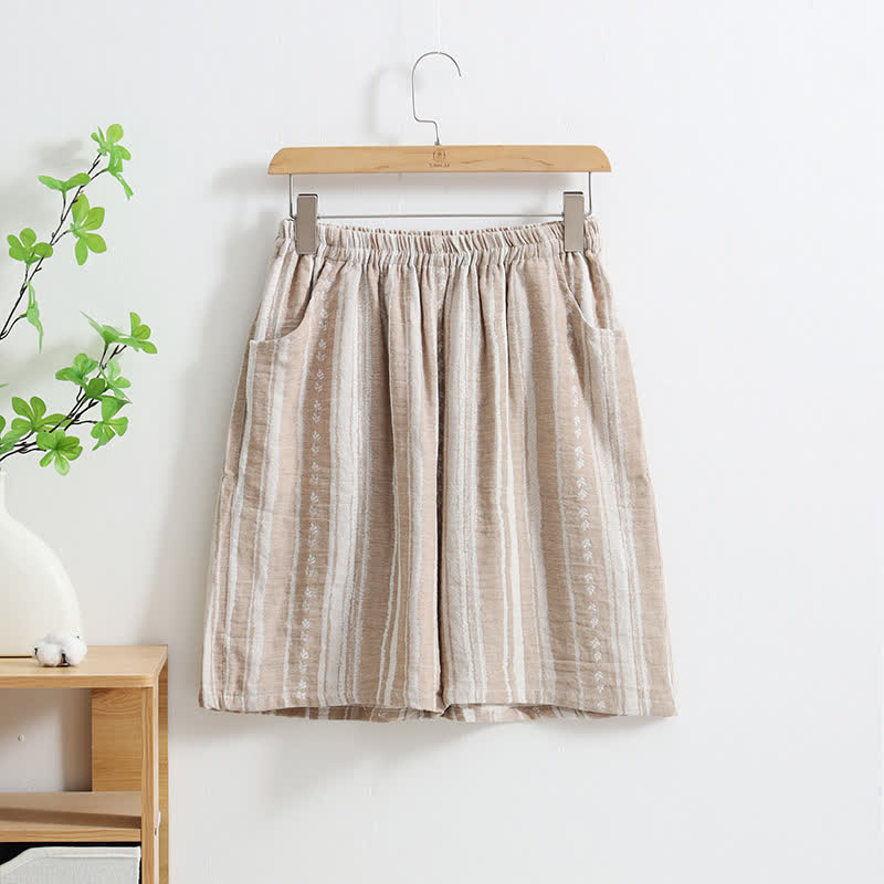 Pyjamashorts aus gestreiftem Jacquard-Baumwollleinen - XL - image 1