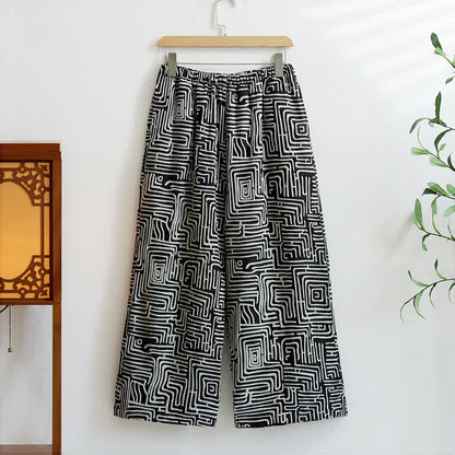 Jacquard-Loungehose mit Greek Key-Print - Schwarz - XL - image 3