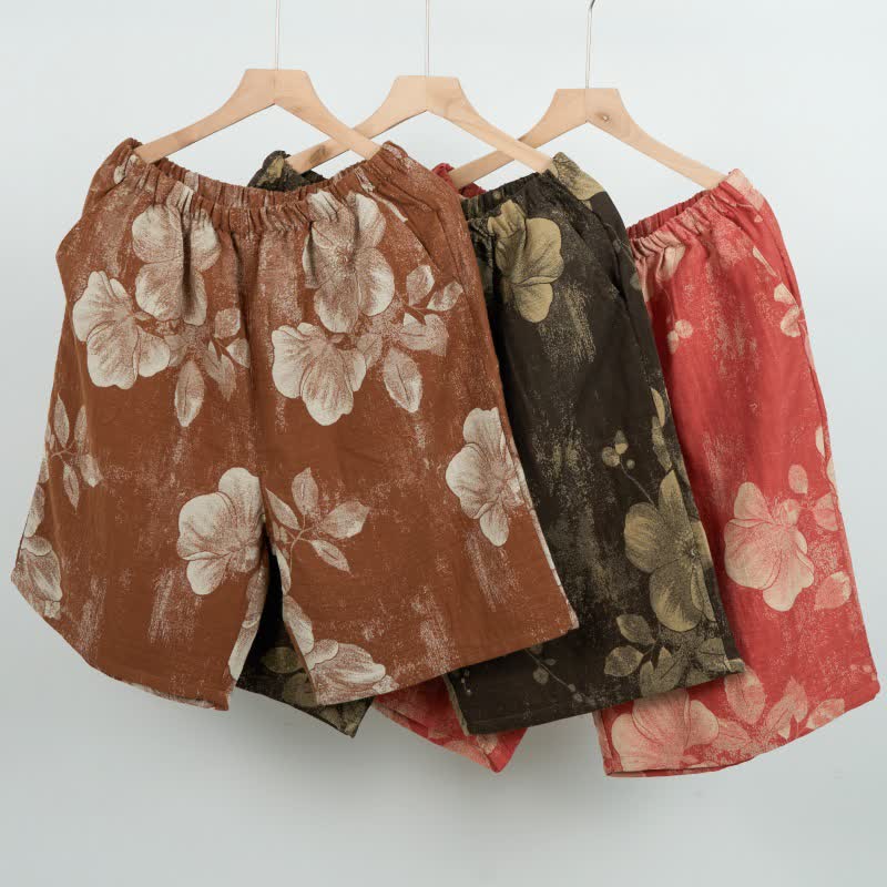 Hibiscus Jacquard-Pyjamashorts aus Baumwolle - image 1