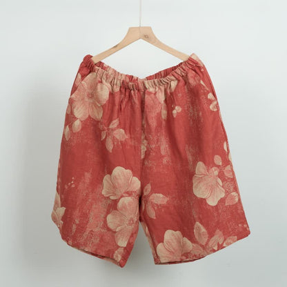 Hibiscus Jacquard-Pyjamashorts aus Baumwolle - Orange - XL - image 0