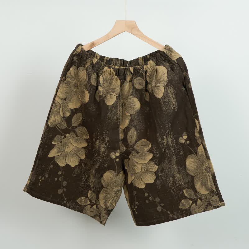 Hibiscus Jacquard-Pyjamashorts aus Baumwolle - Schwarz - XL - image 7
