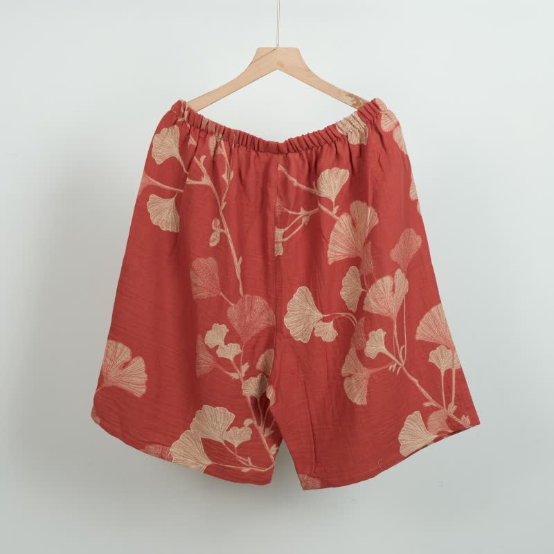 Pyjamashorts aus Jacquard-Baumwolle mit Ginkgoblättern - image 3