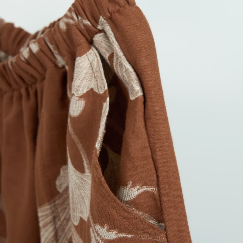 Pyjamashorts aus Jacquard-Baumwolle mit Ginkgoblättern - image 8