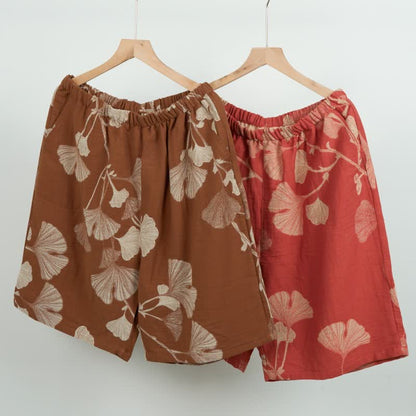 Pyjamashorts aus Jacquard-Baumwolle mit Ginkgoblättern - image 1
