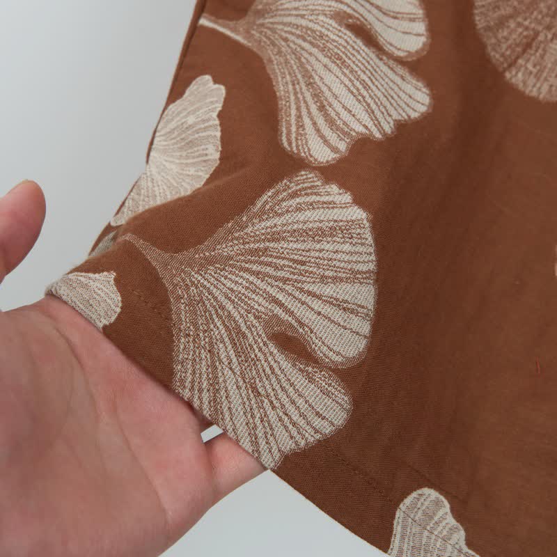 Pyjamashorts aus Jacquard-Baumwolle mit Ginkgoblättern - image 6