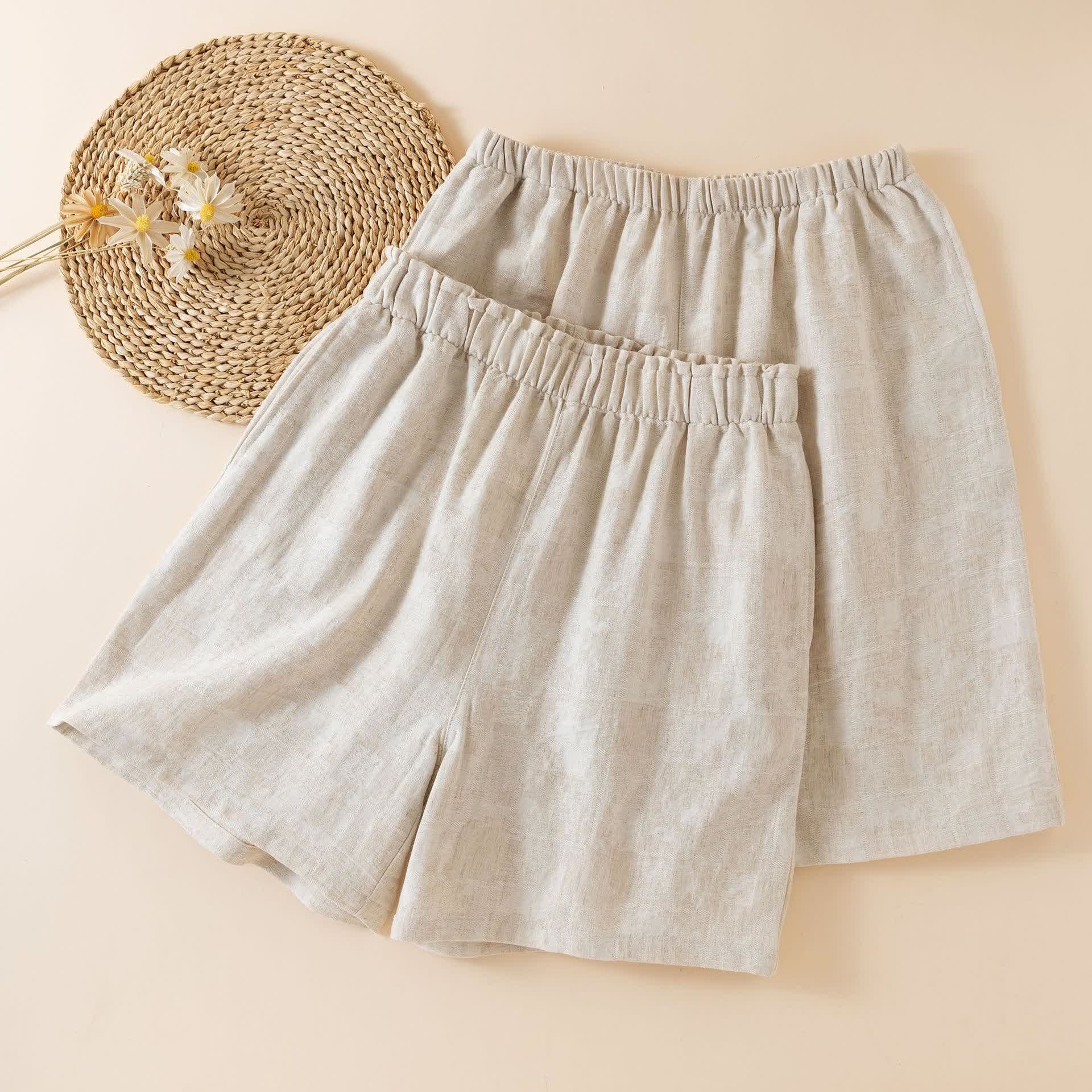 Passende Pyjama-Shorts aus Baumwollleinen für Paare - image 1