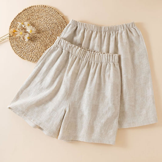 Passende Pyjama-Shorts aus Baumwollleinen für Paare - image 1