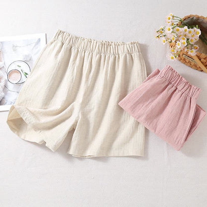 Pyjama-Shorts aus natürlichem Baumwollleinen - image 2