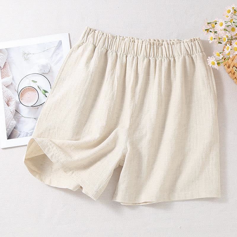 Pyjama-Shorts aus natürlichem Baumwollleinen - Weiß - XL - image 4