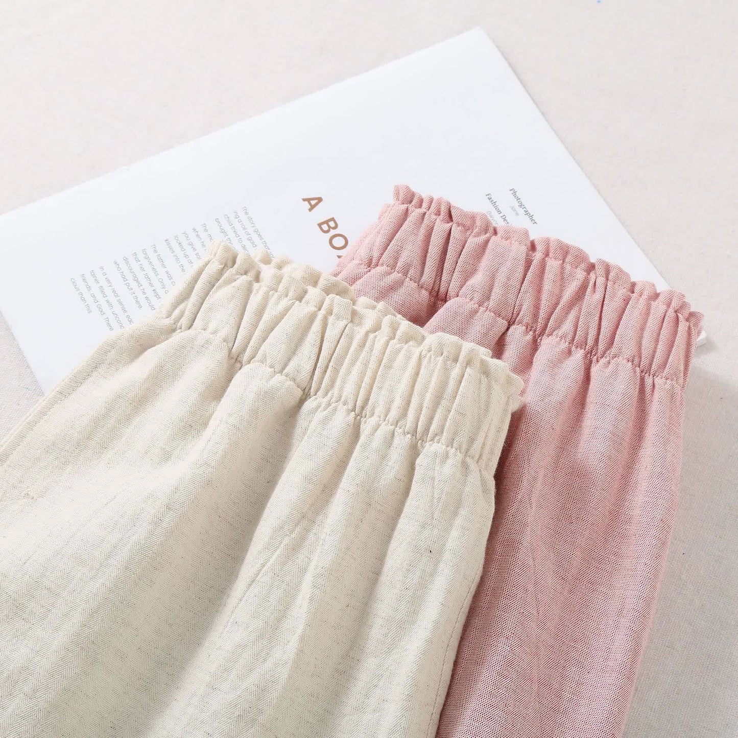 Pyjama-Shorts aus natürlichem Baumwollleinen - image 3