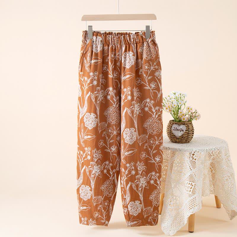 Loungehose aus Baumwollgaze „Lily“ in Jacquard-Optik - Orange - XL - image 4