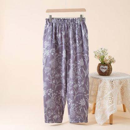 Loungehose aus Baumwollgaze „Lily“ in Jacquard-Optik - Lila - XL - image 3
