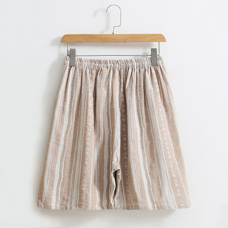 Pyjamashorts aus gestreiftem Jacquard-Baumwollleinen - image 2
