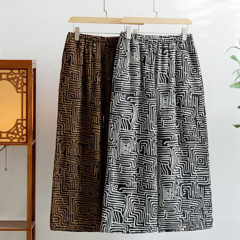 Jacquard-Loungehose mit Greek Key-Print - image 1
