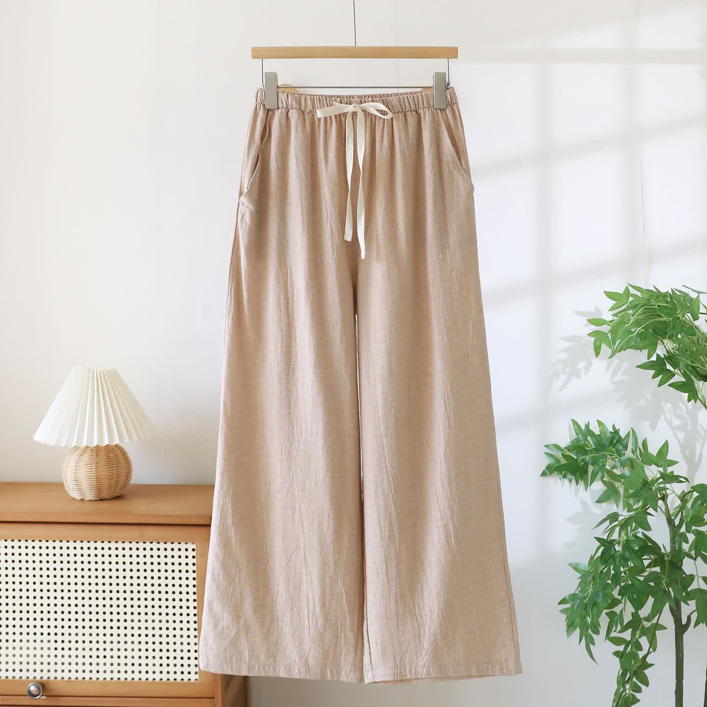 Passende Loungehose aus Baumwollleinen für Paare - Sekt - Frauen - XXL - image 4