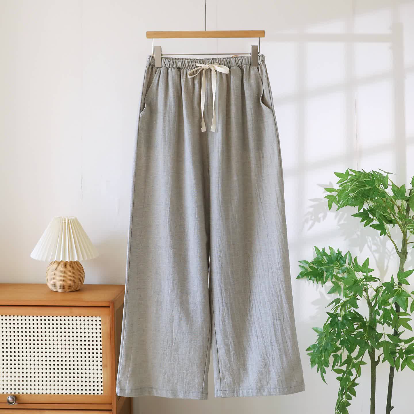 Passende Loungehose aus Baumwollleinen für Paare - Grau - Frauen - XXL - image 13