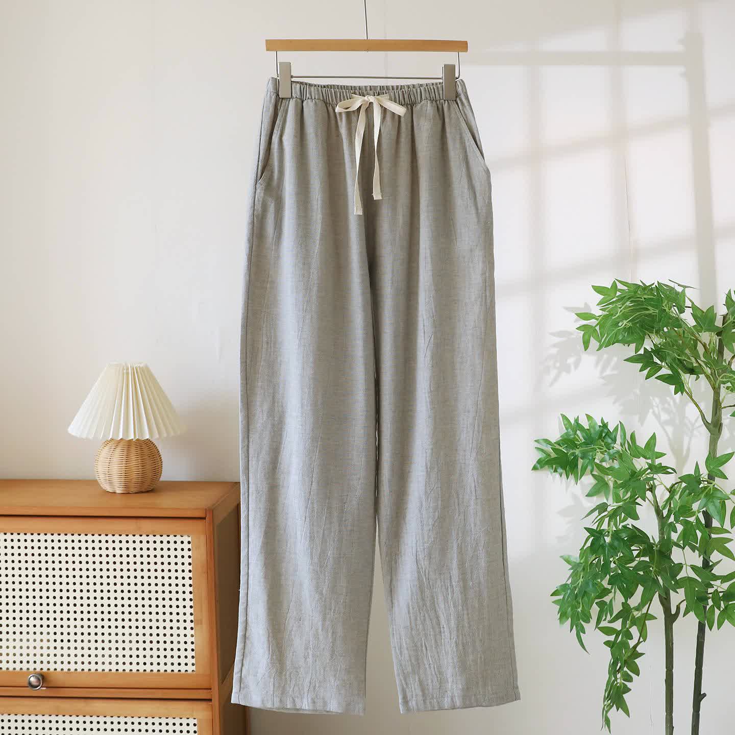 Passende Loungehose aus Baumwollleinen für Paare - Grau - Männer - XXL - image 14