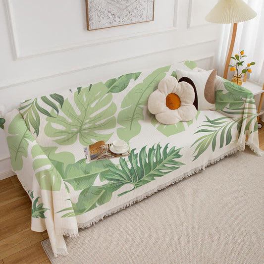 Sofadecke mit Blattmuster und Quasten - 180cm x 260cm - image 1