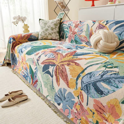 Sofadecke mit tropischem Blumenblattmuster - 180cm x 340cm - image 1