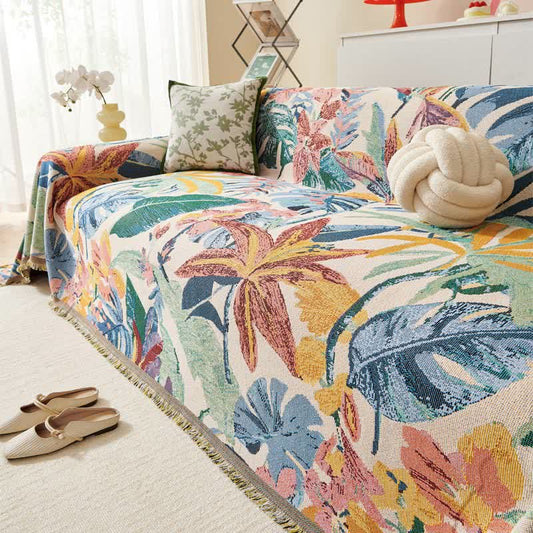 Sofadecke mit tropischem Blumenblattmuster - 180cm x 340cm - image 1