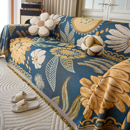 Retro Wildblumen Sofa Überwurfdecke - 180cm x 340cm - image 1