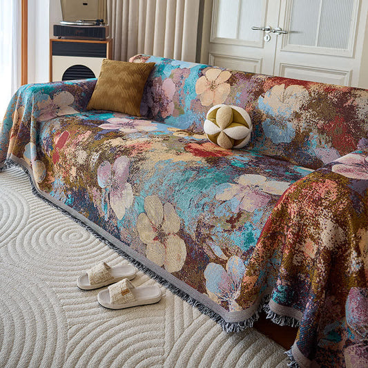 Sofadecke mit Vintage-Blumenmuster und Quaste - 180cm x 340cm - image 1