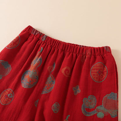 Nachtwäsche aus Baumwolle im orientalischen Stil mit Kürbis-Persimmon-Muster - image 8