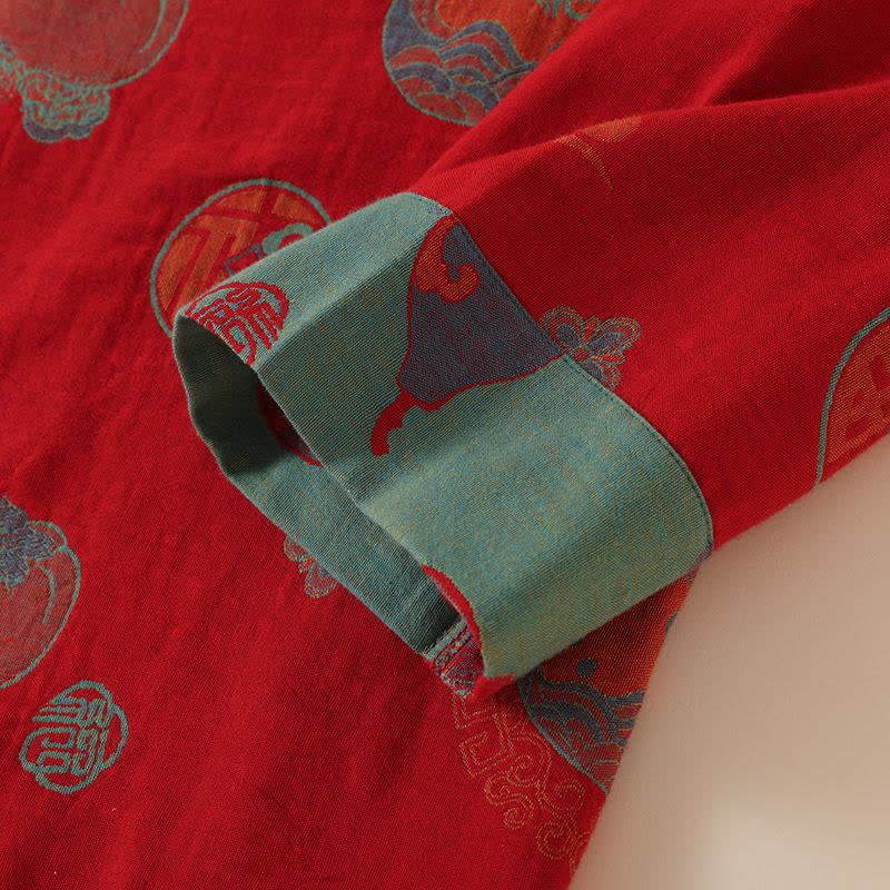 Nachtwäsche aus Baumwolle im orientalischen Stil mit Kürbis-Persimmon-Muster - image 5
