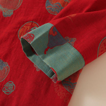 Nachtwäsche aus Baumwolle im orientalischen Stil mit Kürbis-Persimmon-Muster - image 5