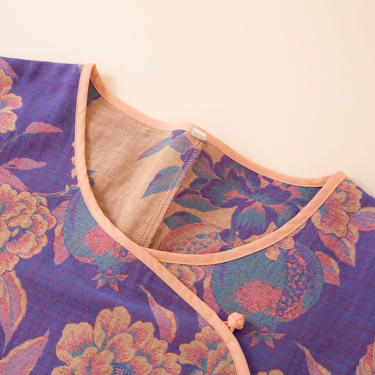 Nachtwäsche aus Baumwolle im orientalischen Stil mit Pfingstrose und Granatapfel - image 2