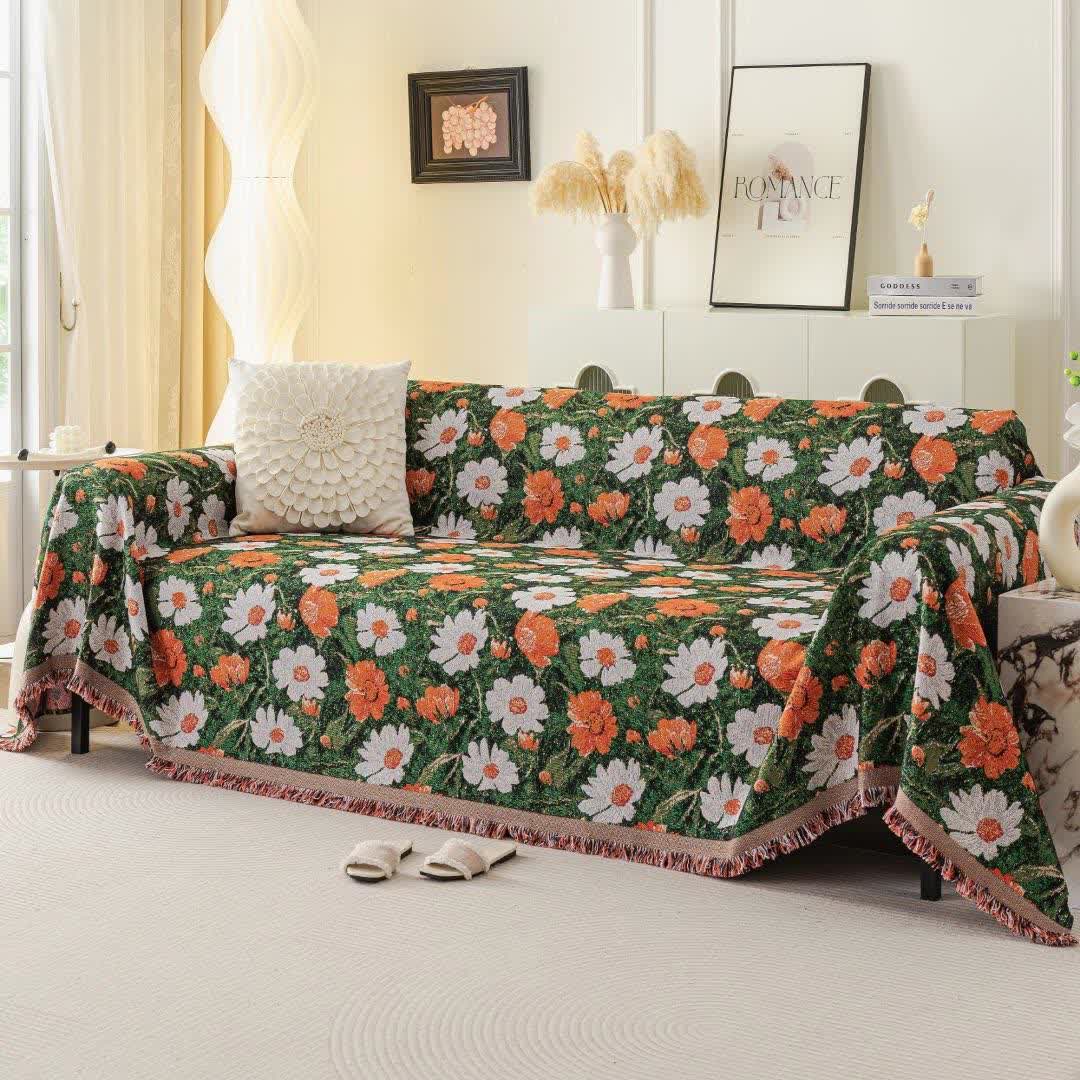 Chenille-Sofadecke mit Gänseblümchen-Jacquardmuster - image 2
