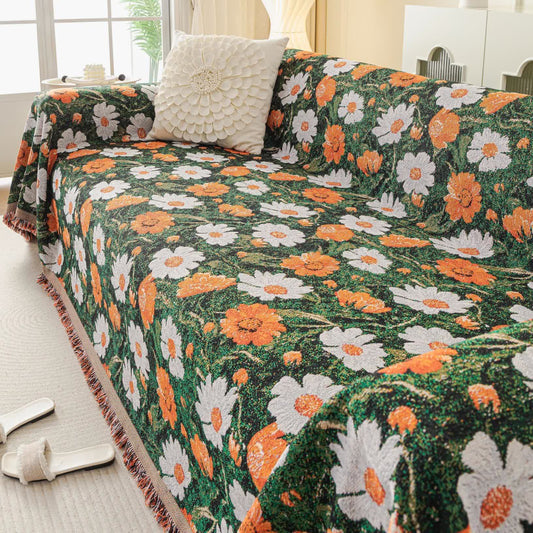Chenille-Sofadecke mit Gänseblümchen-Jacquardmuster - 180cm x 340cm - image 1
