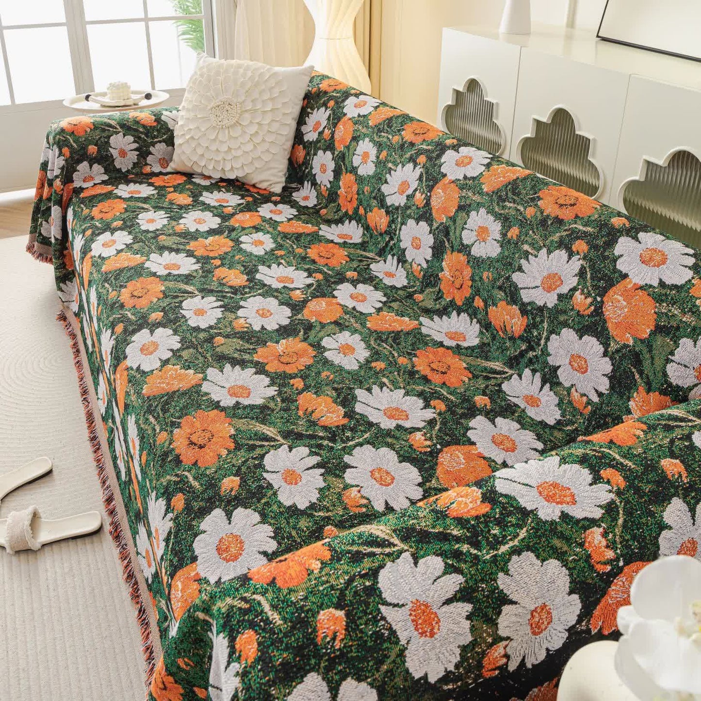 Chenille-Sofadecke mit Gänseblümchen-Jacquardmuster - image 3