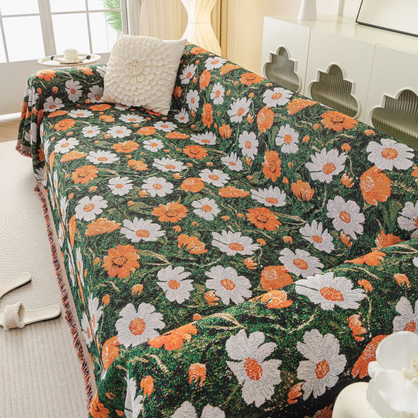 Chenille-Sofadecke mit Gänseblümchen-Jacquardmuster - image 3