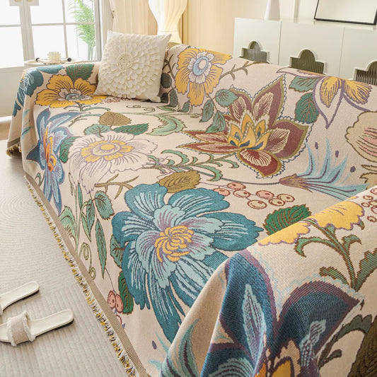 Sofaüberwurfdecke aus Chenille-Jacquard mit Blumenmuster - 180cm x 340cm - image 1