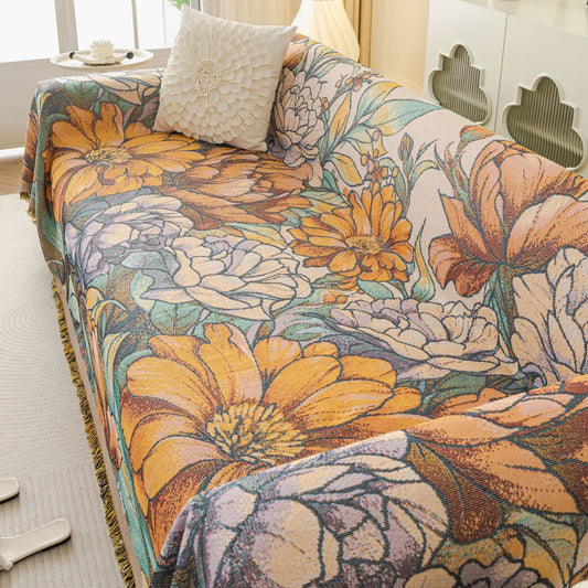 Chenille-Chrysanthemen-Jacquard-Sofa-Überwurfdecke - 180cm x 340cm - image 1