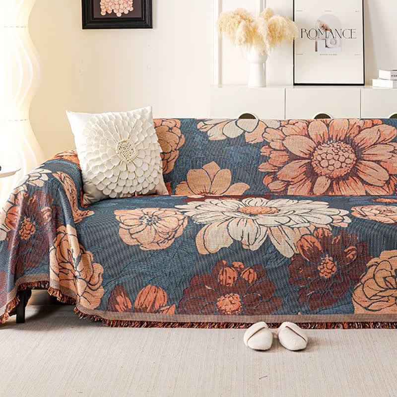 Sofaüberwurfdecke aus Chenille-Jacquard in Kamelienoptik - image 3