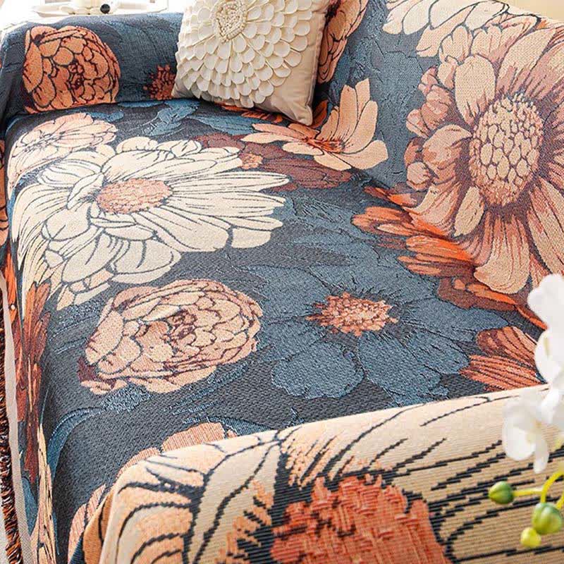 Sofaüberwurfdecke aus Chenille-Jacquard in Kamelienoptik - image 4