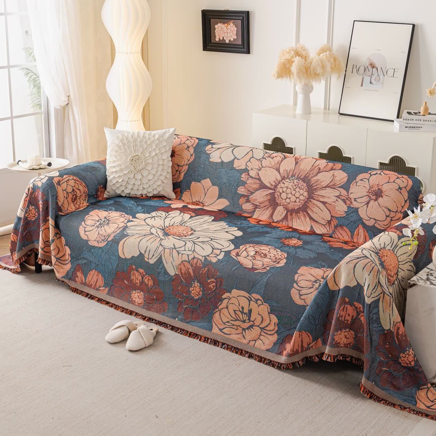 Sofaüberwurfdecke aus Chenille-Jacquard in Kamelienoptik - image 2