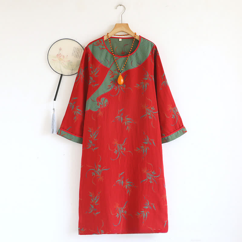 Lockeres Nachthemd aus Baumwollgaze „Orchid Grass“ - XL - image 1