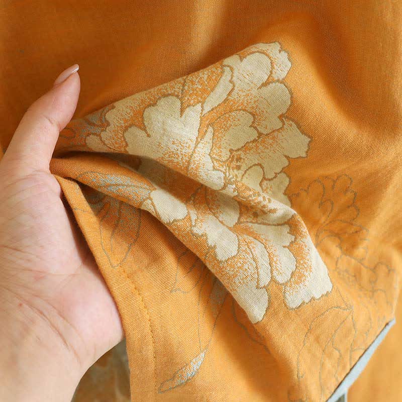 Pyjama aus Baumwollgaze mit Pfingstrosen- und Schmetterlingsmotiv - image 8