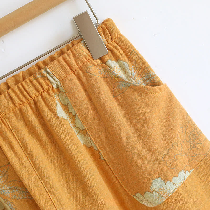 Pyjama aus Baumwollgaze mit Pfingstrosen- und Schmetterlingsmotiv - image 12