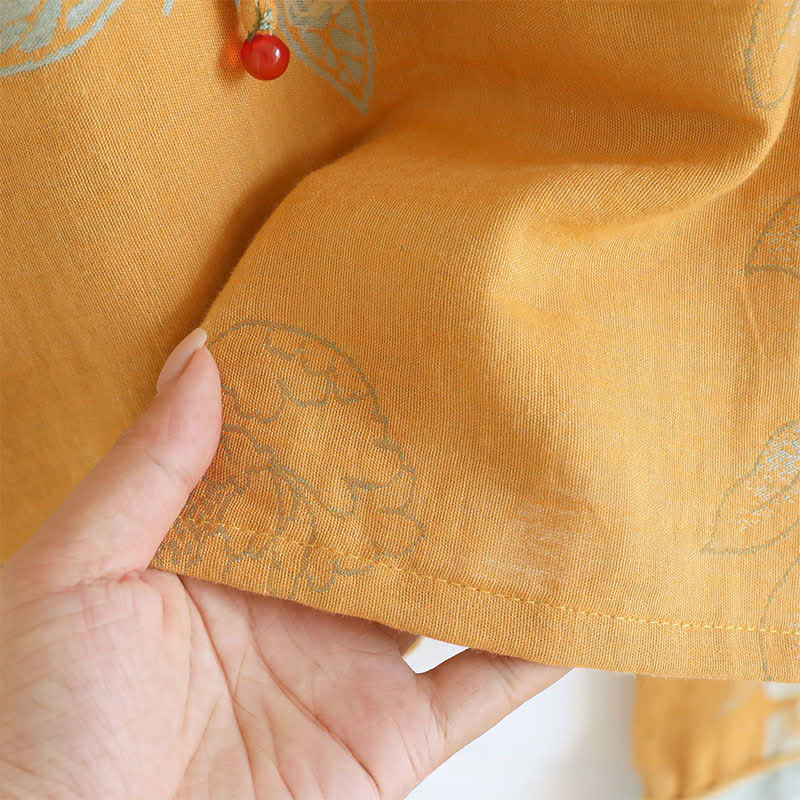 Pyjama aus Baumwollgaze mit Pfingstrosen- und Schmetterlingsmuster (Jacquard) - image 12